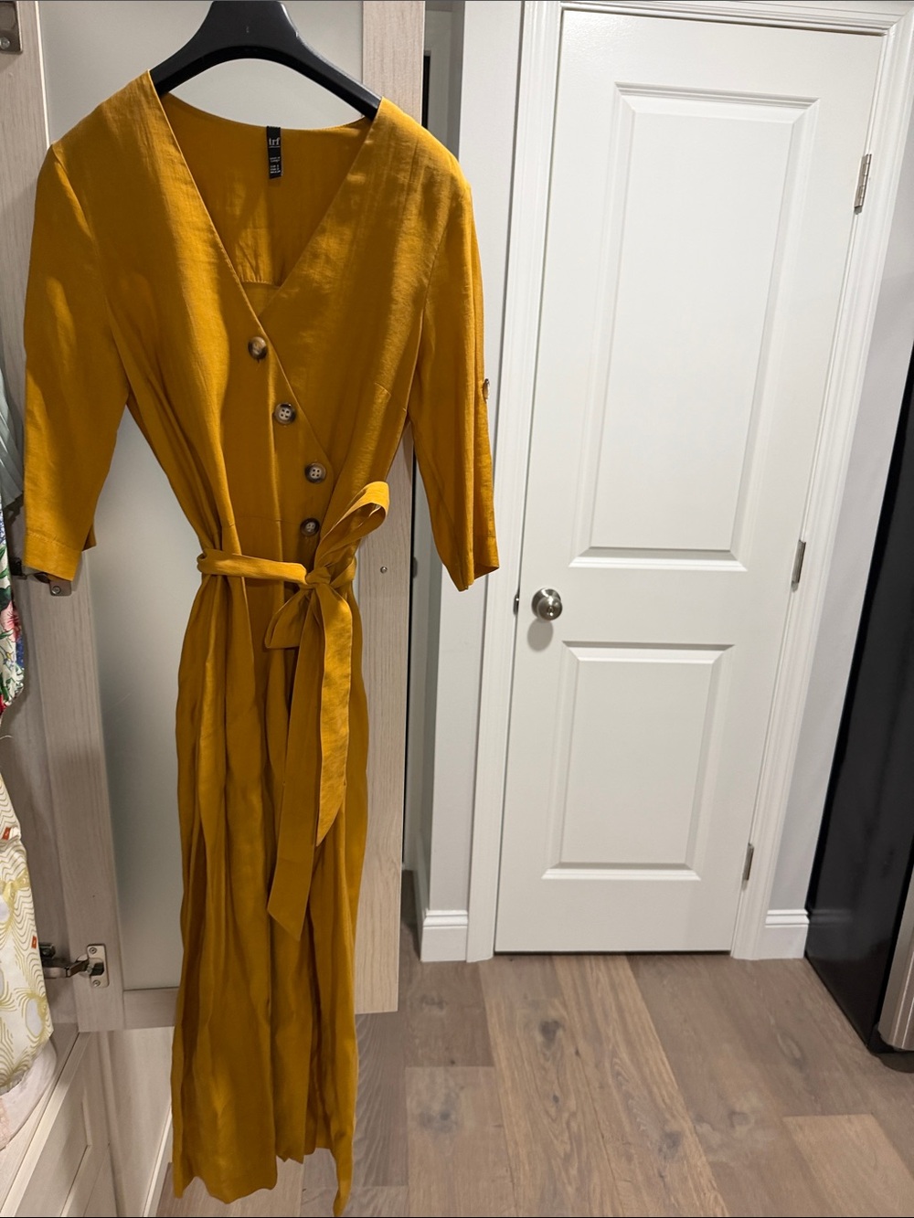 Zara Mustard Yellow Maxi Dress with Self-Tie Waist